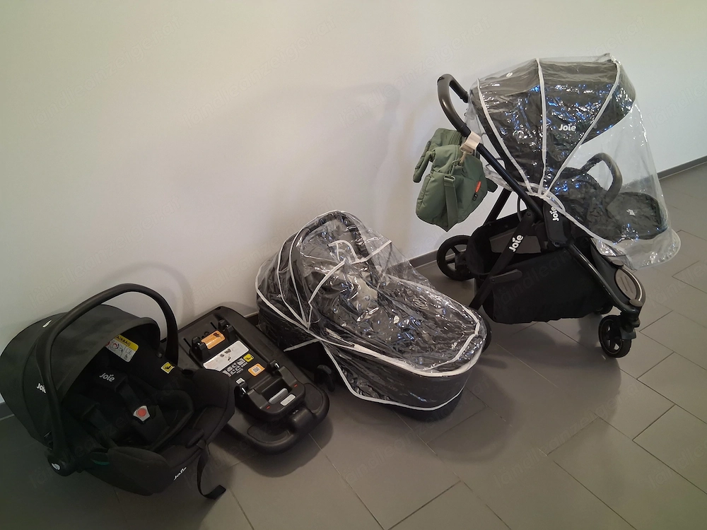 Joie kinderwagen mit maxi cosi isofix station wickeltasche kaiser wintersack
