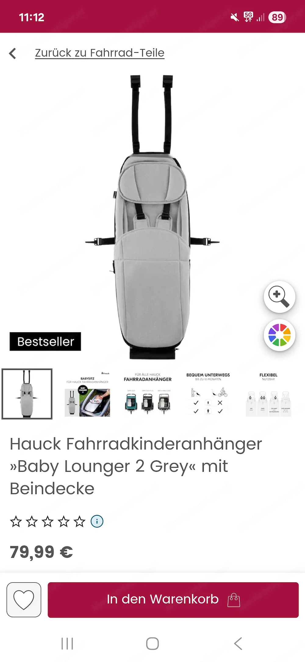 Hauck fahrrad anhänger hängematte