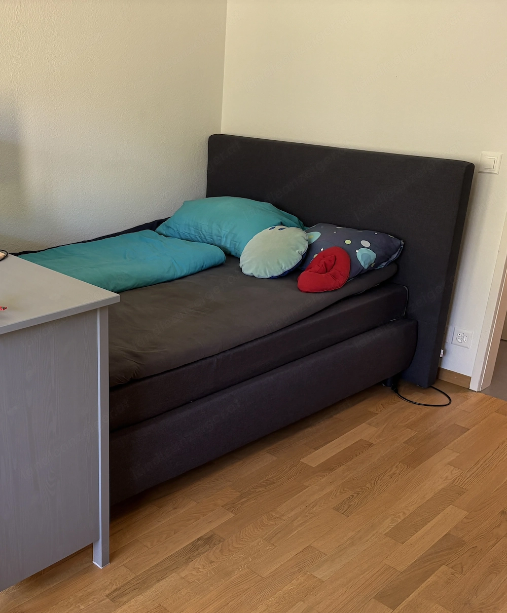 Boxspringbett grau  anthrazit 140x200cm