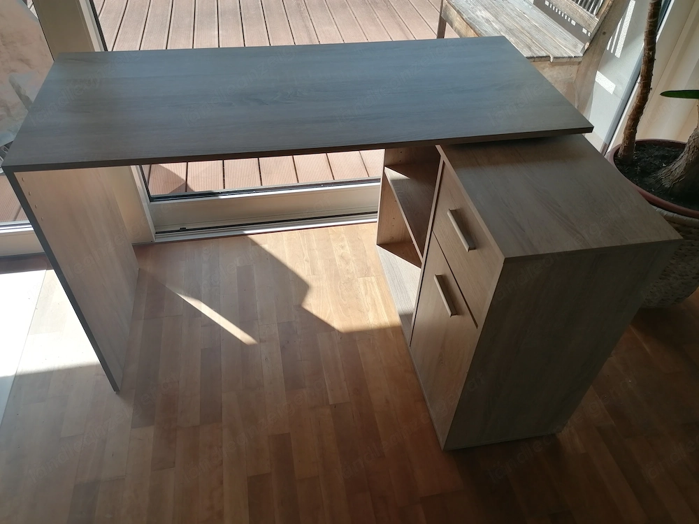 Schreibtisch mit Stauraum und Schubladen Eiche in L-Form