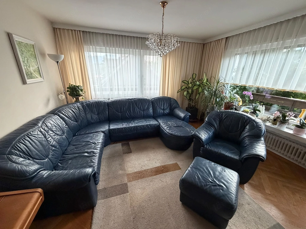 Ledersofa Couch blau