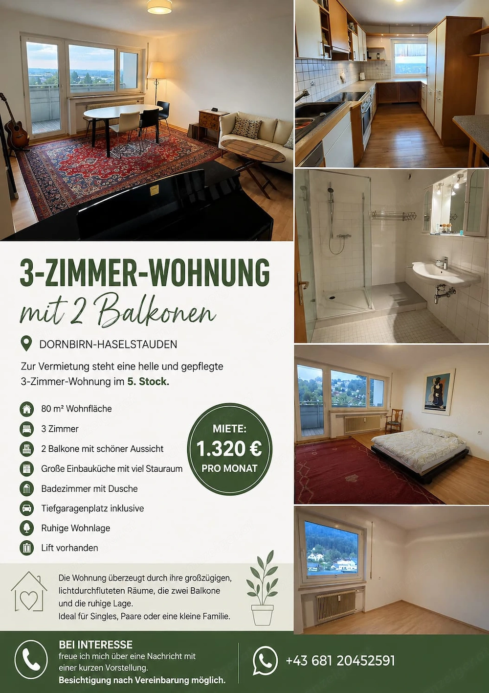 Wohnung 3 Zimmer 2 Balkone