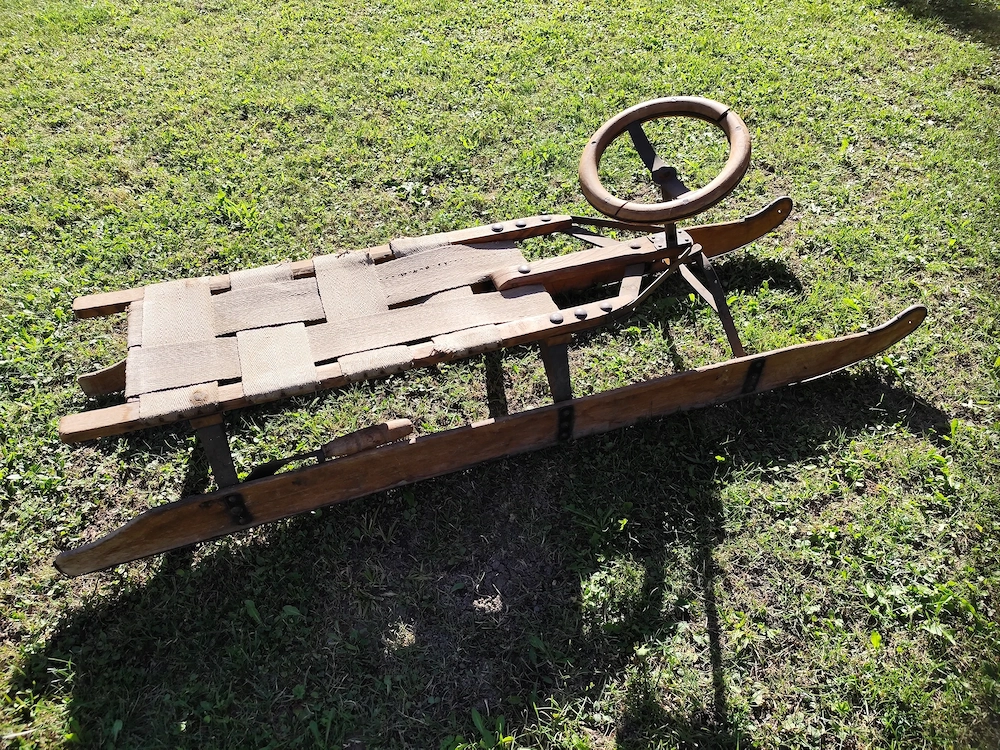 Lenkrodel, Schlitten original mit Patina, 100 Jahre 