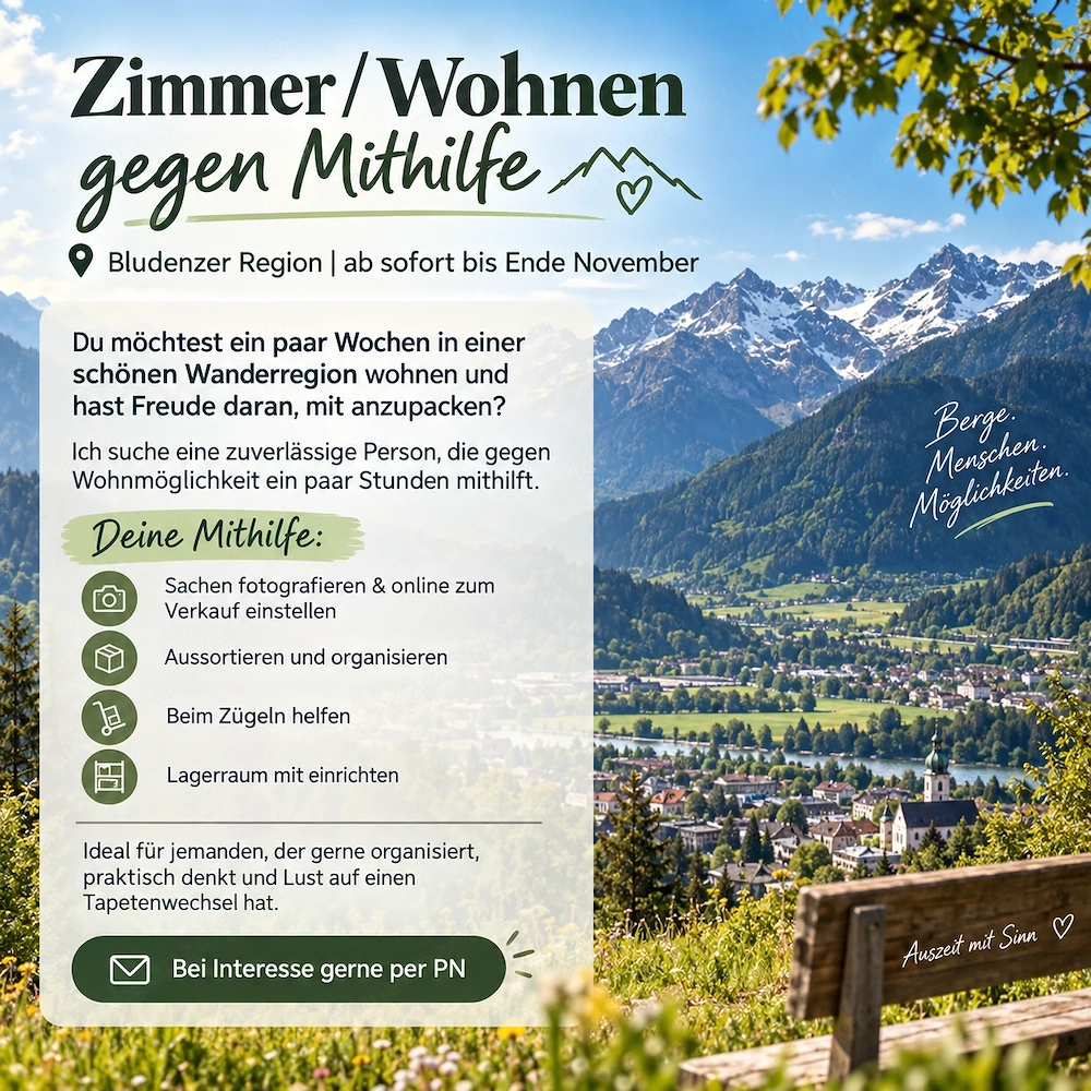 Zimmer gegen Mithilfe