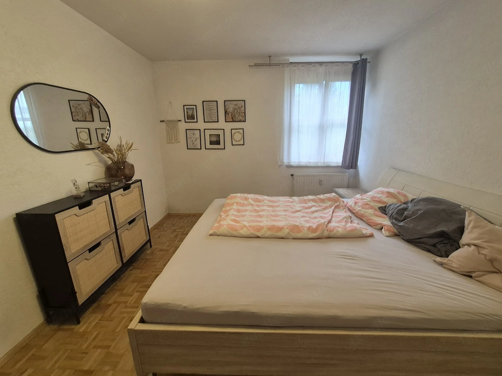 Bett mit Nachttisch-Kombination & Rahmen   Hell Beige