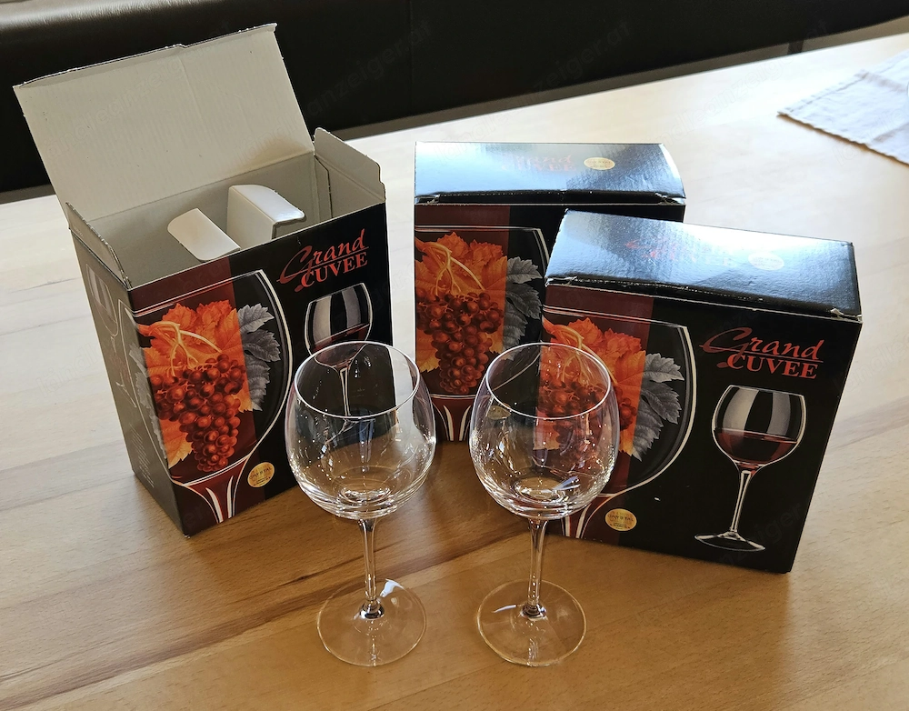 6 Grand Cuvée Weingläser   24 % Bleikristall   CALP Italien   3 Originalkartons