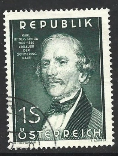 1952 ÖSTERREICH 150 Geb. Ritter Karl  v Ghega