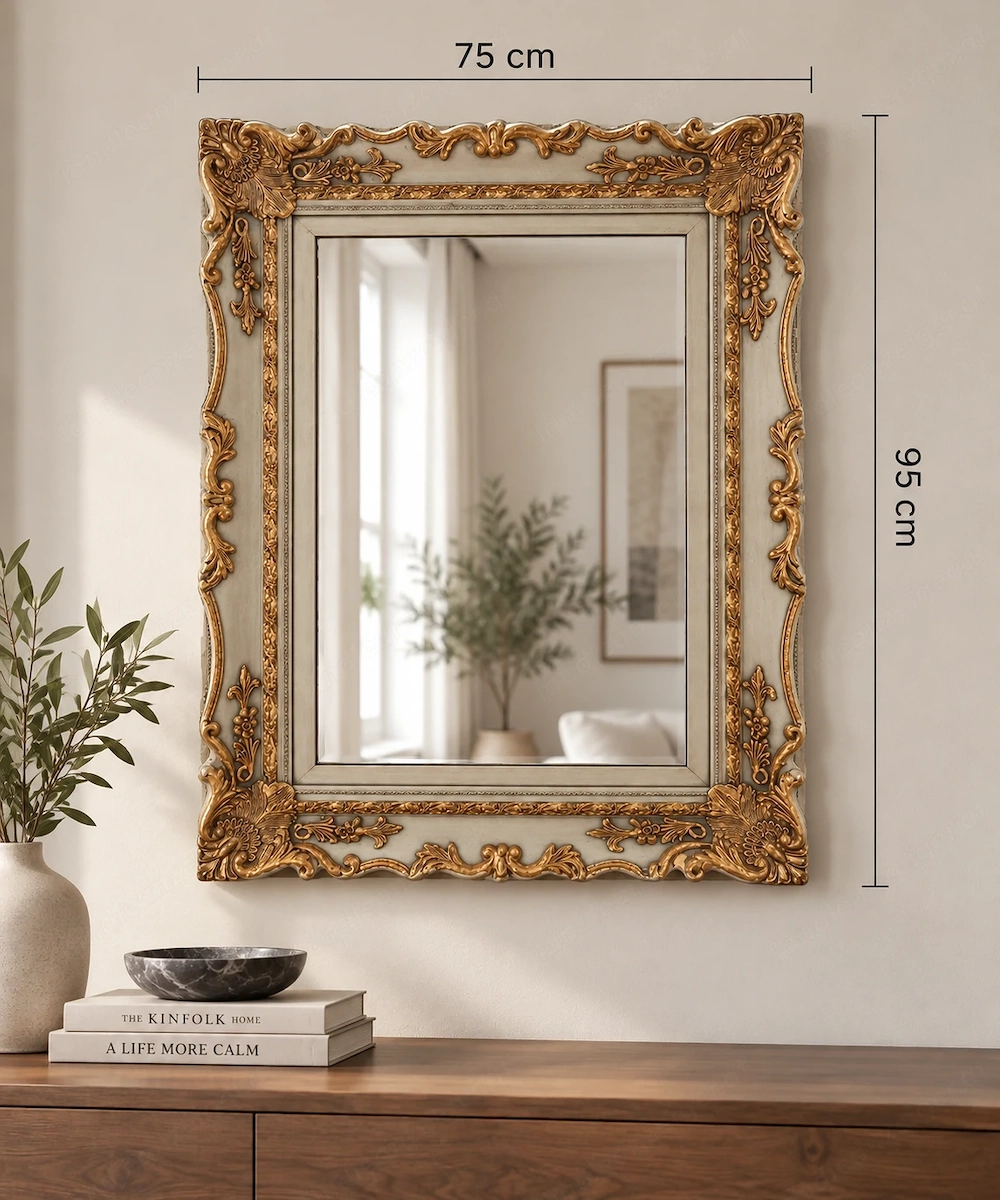 Stilvoller Wandspiegel im Barockstil   75 x 95 cm