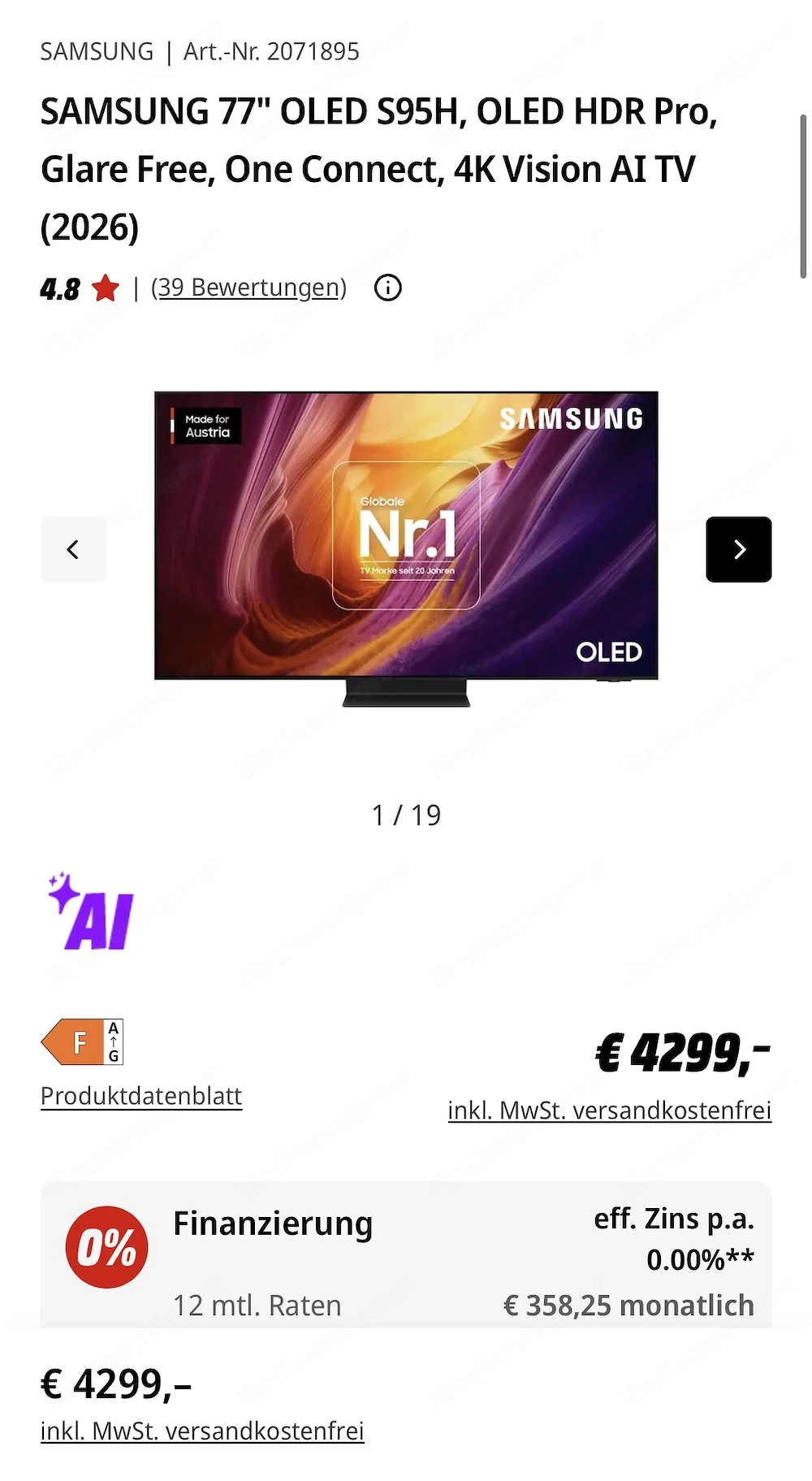 Samsung OLED TV 77 Zoll NEU!!!