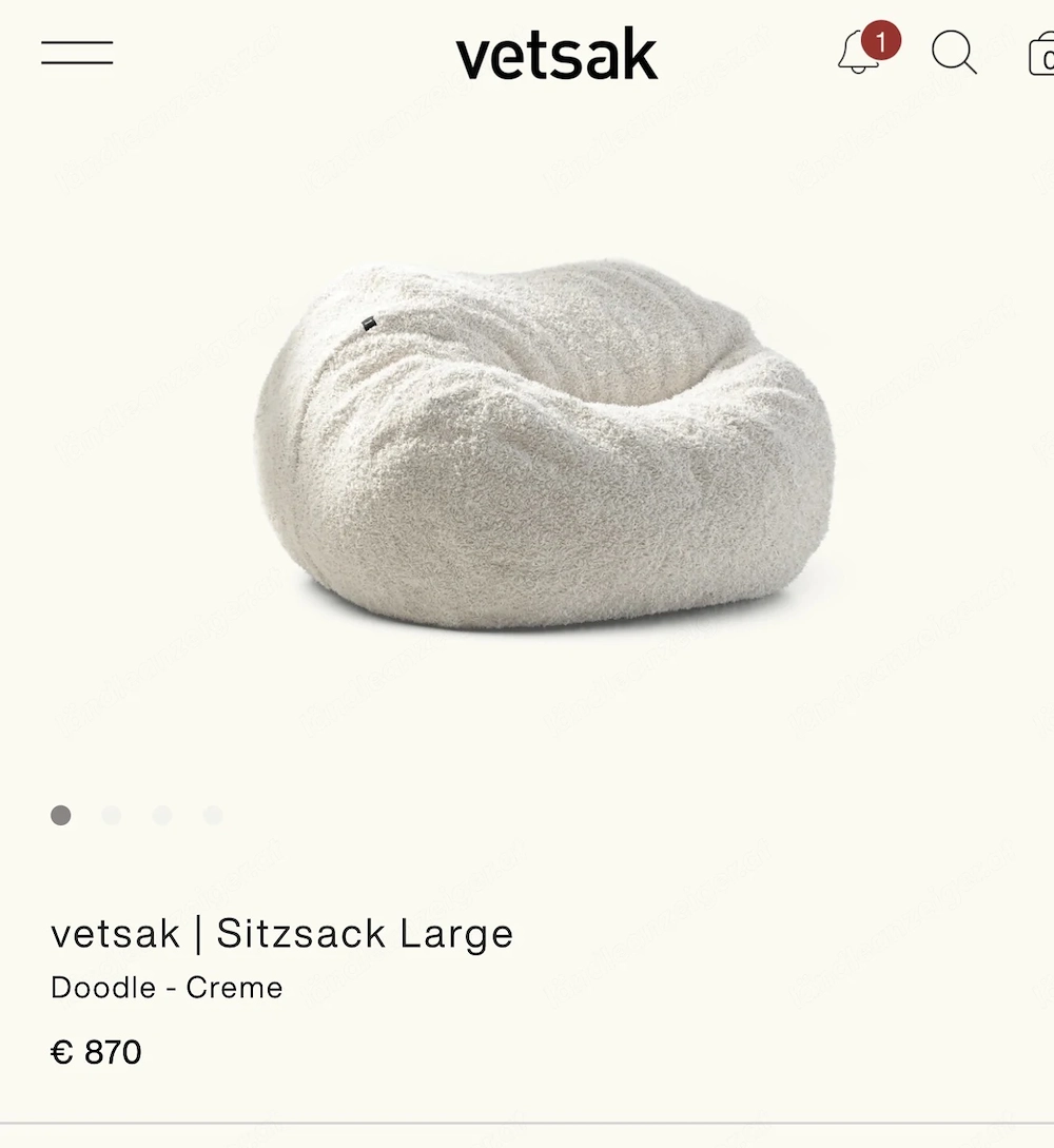 VETSAK Sitzsack large Bezug Teddy creme (140 cm in der Breite)