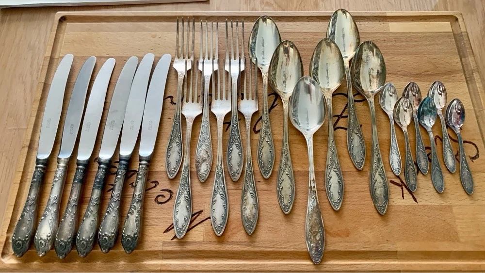 altes, russisches 24-teiliges Besteckset 1910-1930