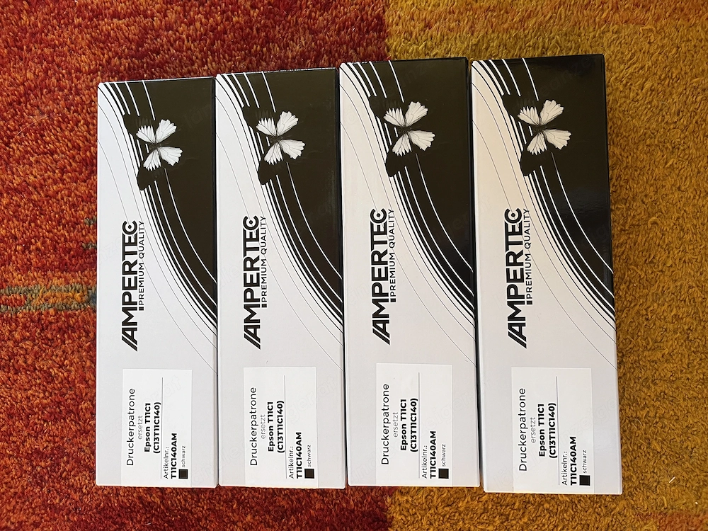 4x AMPERTEC T11C1 Druckerpatronen Schwarz für Epson WorkForce Pro   neu