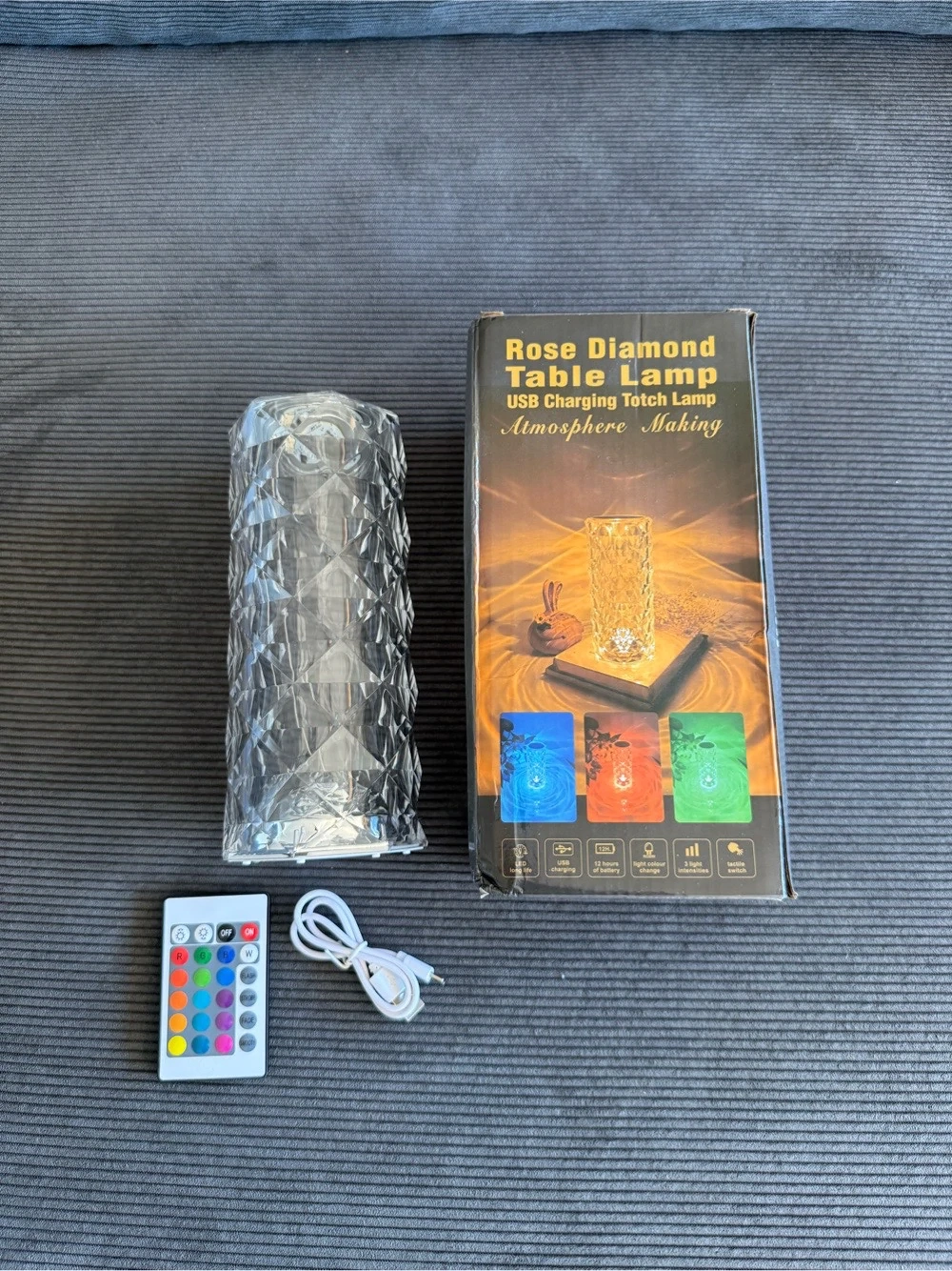LED Kristall Tischleuchte mit Fernbedienung & Touch   Dimmbar, RGB