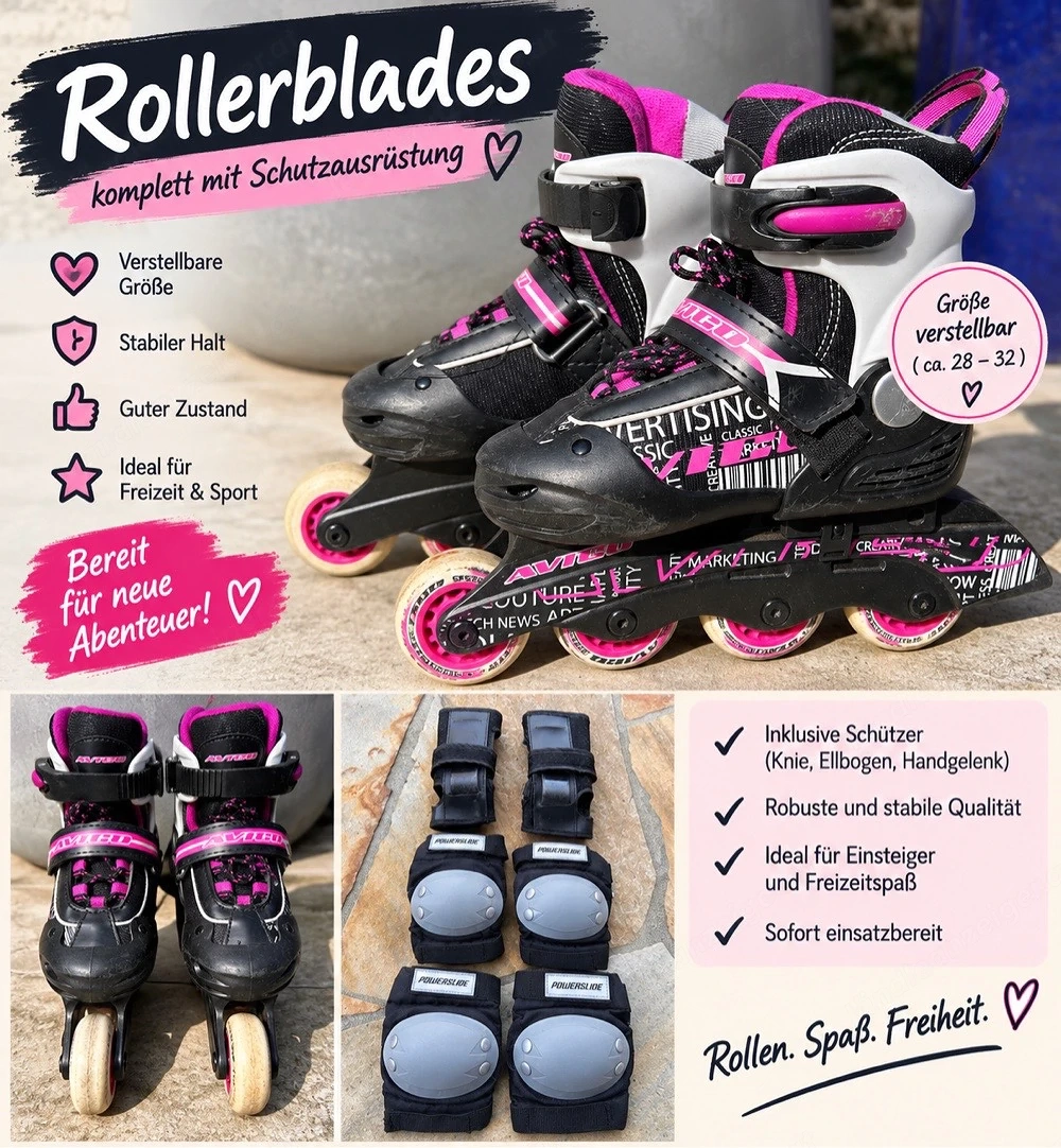 Rollerblades Gr. 28-31 & Gelenkschutz