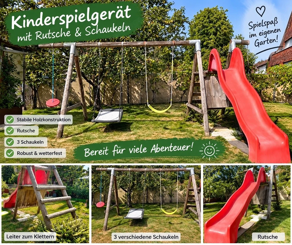 Spielturm mit Schaukel und Rutschbahn von Horner Holz