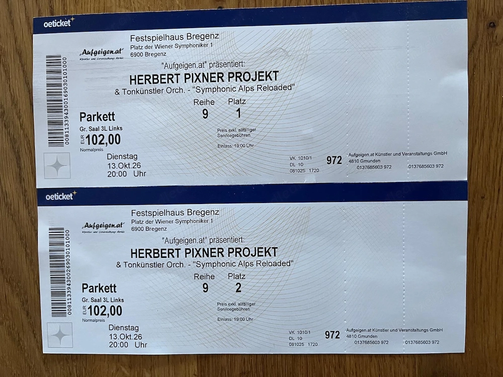 Verkauf Konzerkarten für Herbert Pixner 13.10.2026 in Bregenz