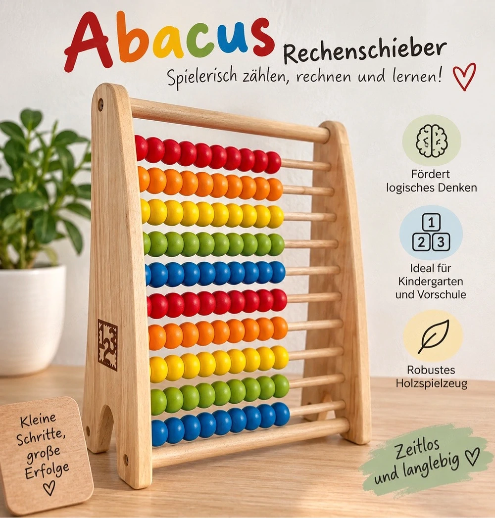 Rechenschieber - Abacus aus Holz ab 3 Jahren