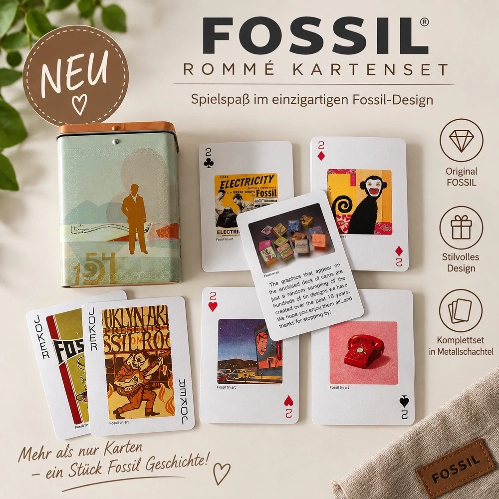 FOSSIL Rommé Kartenset - Neu