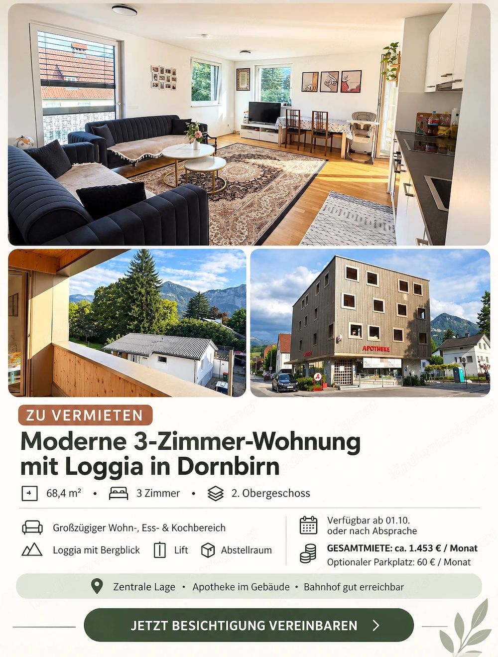 Moderne 3-Zimmer-Wohnung mit Loggia in Dornbirn