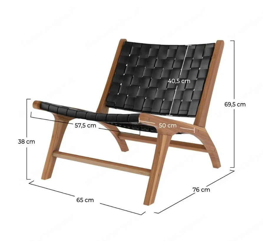 Teak Sessel mit Lederriehmen