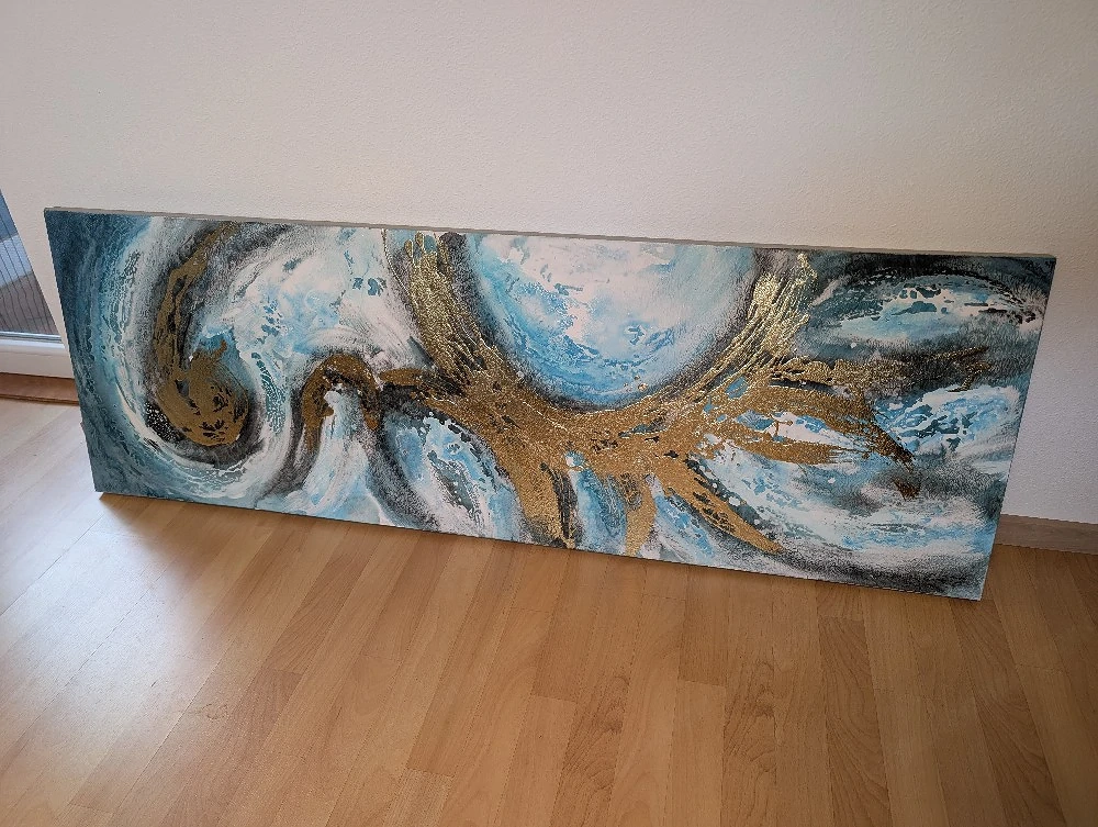 Bild Leinwand Acryl Abstrakt Türkis Gold