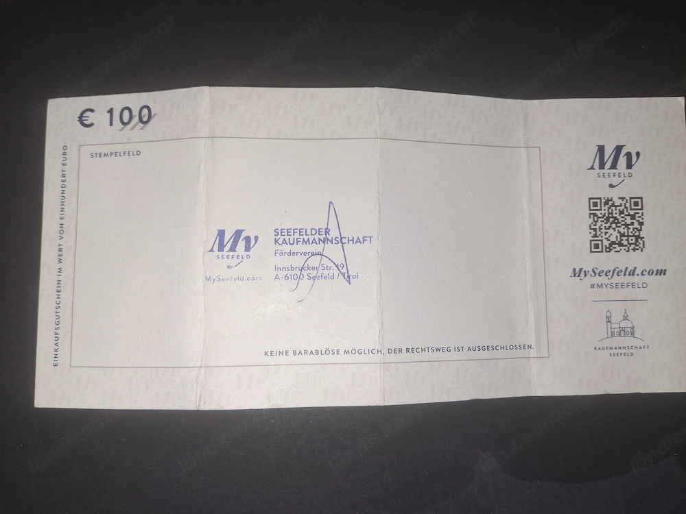 Gutschein über 100 euro der Kauflandschaft Seefeld