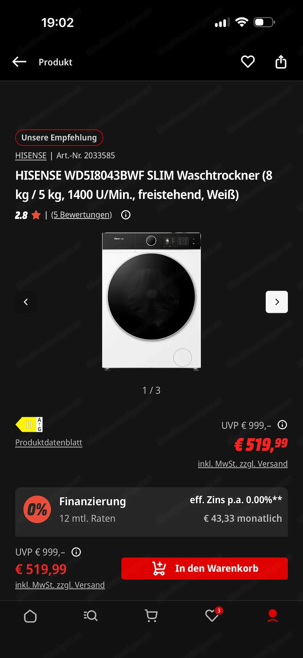 Waschtrockner Hisense