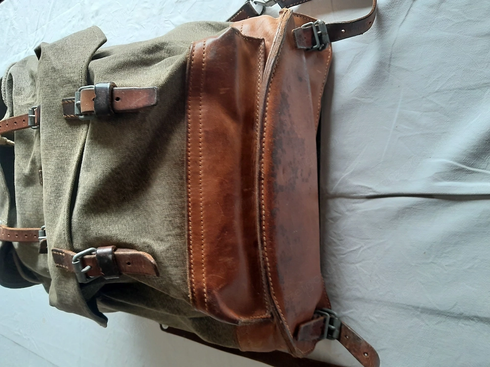 Rucksack, Leder, Leinen
