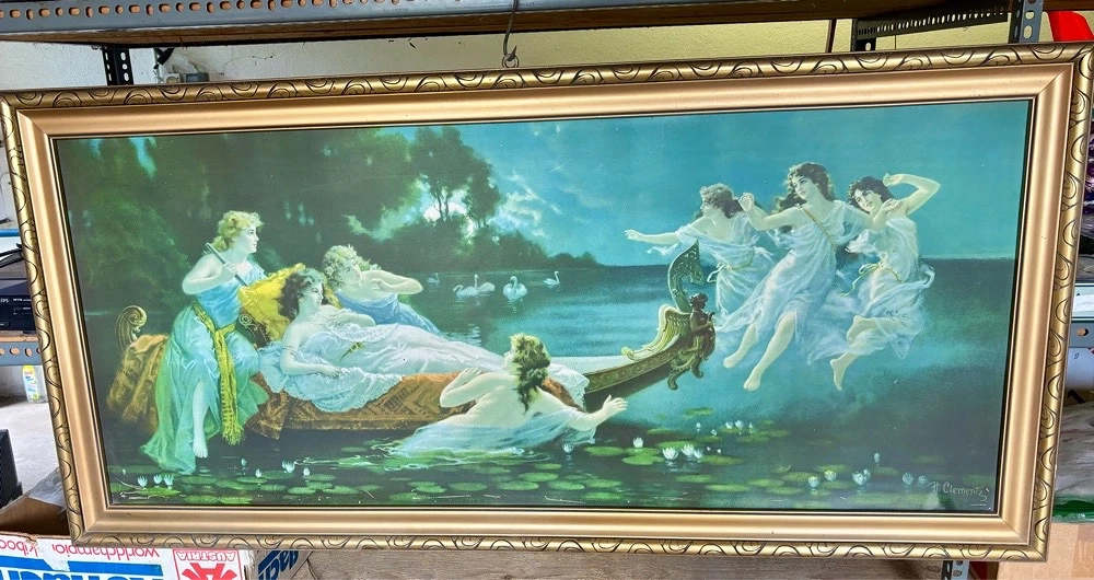 Großer dekorativer Vintage-Kunstdruck nach H. Clementz