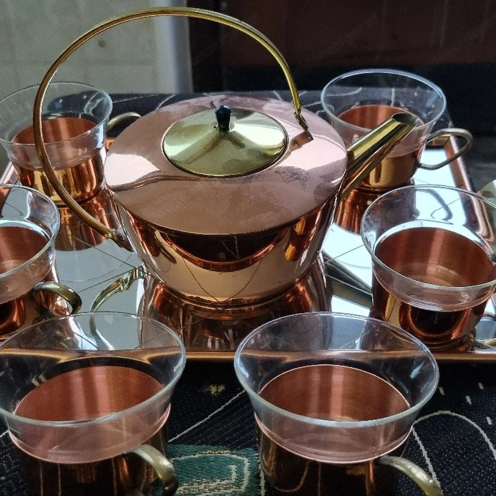 FLOHMARKT Mid-Century Teeservice Kupfer Geschirr