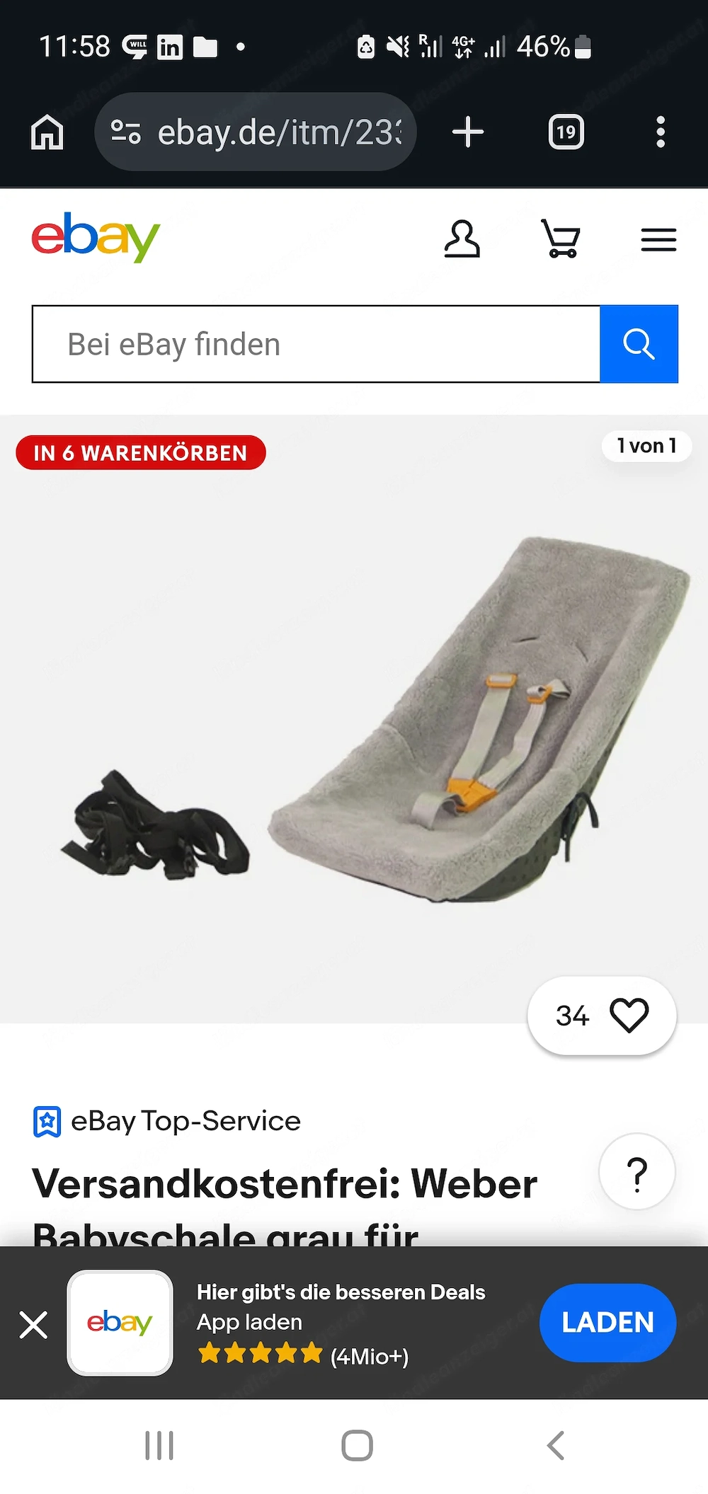 Babyschale Weber für fahrradanhänger 
