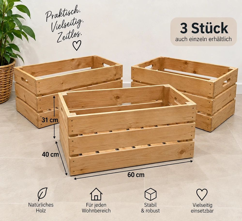 3 alte Holzkisten   Holzkisten aus Holz   vielseitig verwendbar