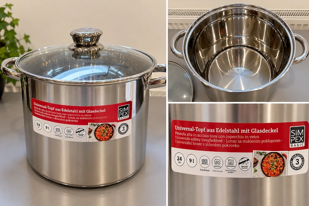 SIMPEX BASIC Edelstahl-Kochtopf 9 L   24 cm   neu & unbenutzt