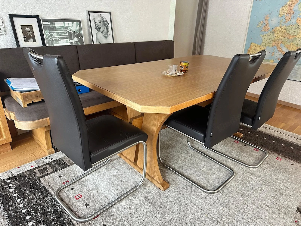 Essgruppe Massiv Tisch, Bank und Stühle