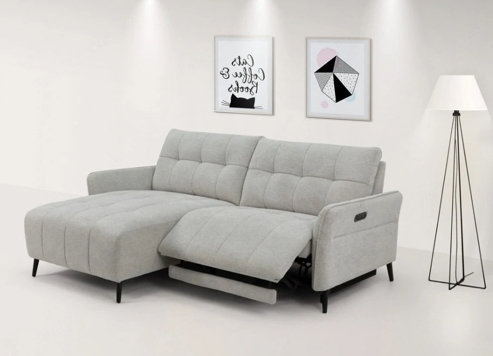 Ecksofa beige inkl. elektr. Relaxfunktion