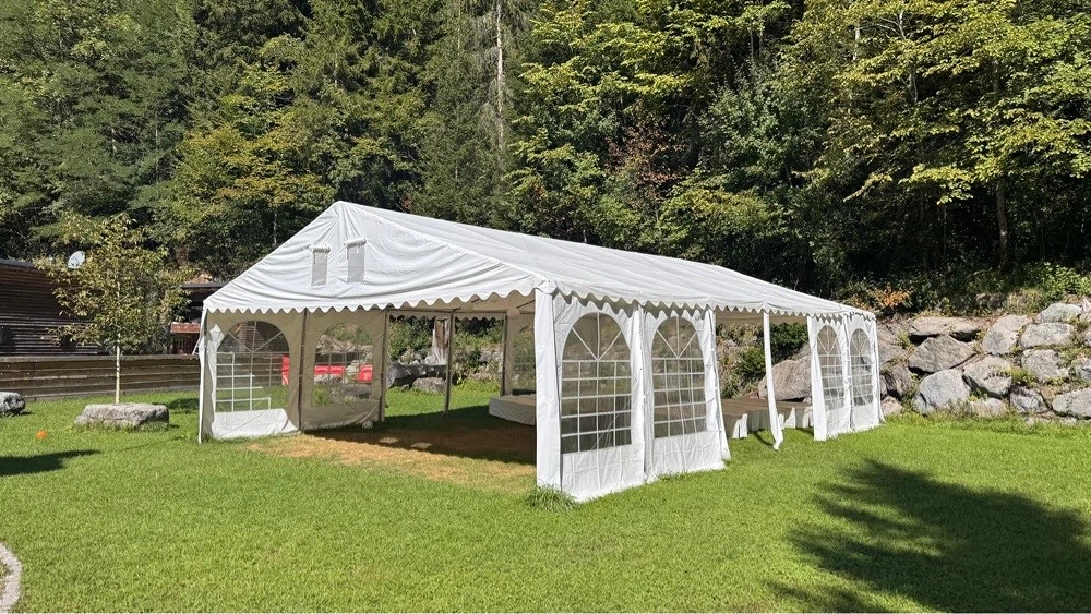 PVC-Zelt 8   12 m - komplett mit Seitenplanen