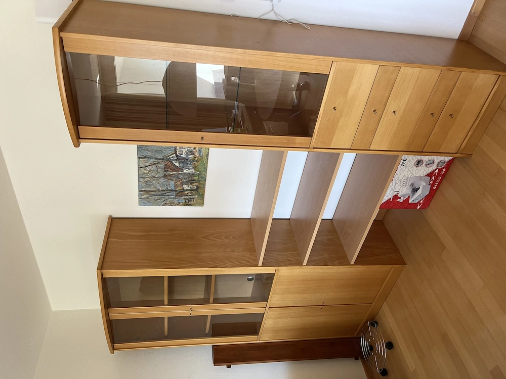 Wohnwand aus Holz Glas