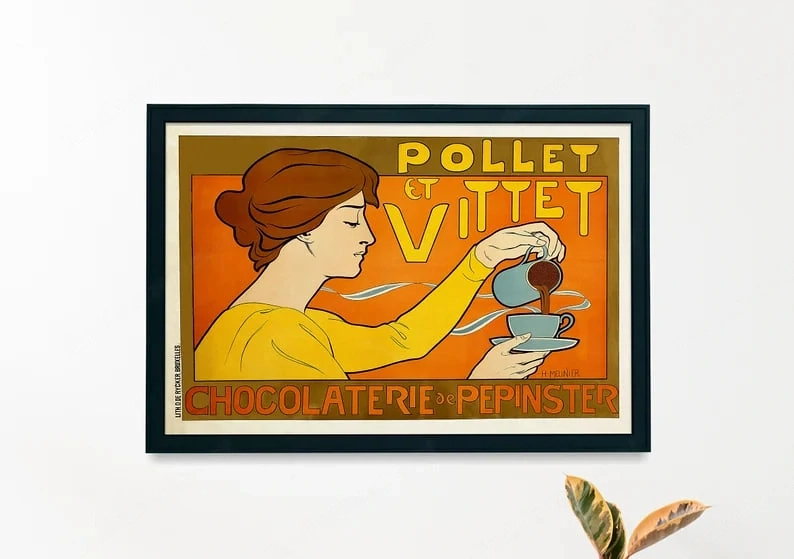 Pollet Et Vittet 1896 Vintage fransk chokladreklam | Enskild utskrivbar väggkonst | Grafisk affisch,