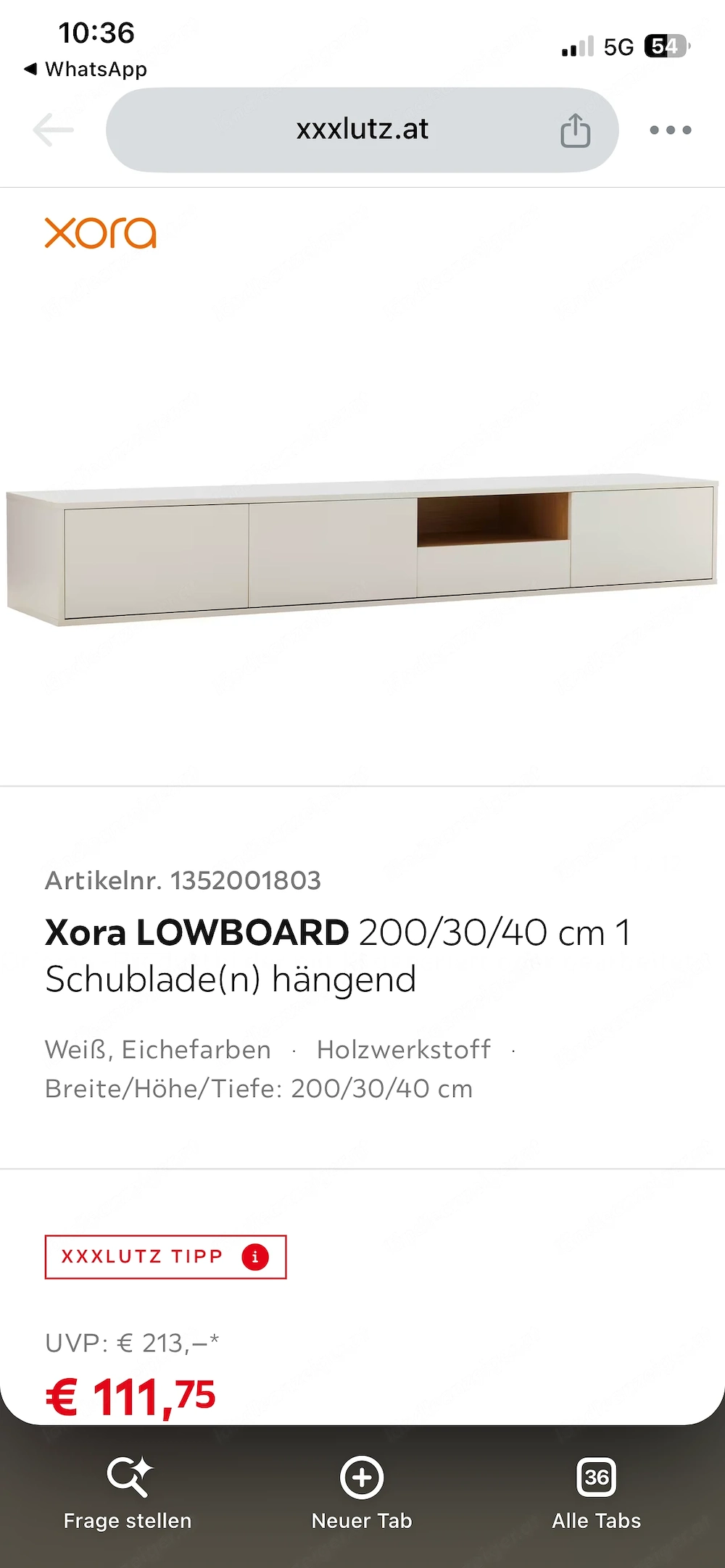 hängendes Lowboard 6 Monate alt