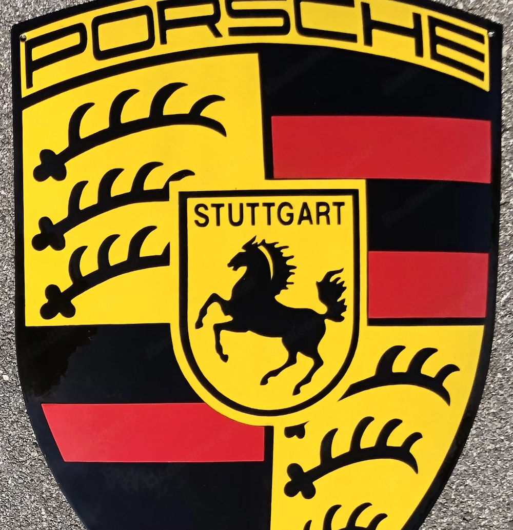 Mega XXL Höhe 60 cm massiv und gewölbt Emailschild Sportwagen Stuttgart 356 911