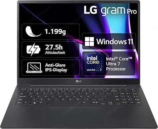 LG gram Pro 16 Zoll Notebook - 1199g Intel Core Ultra7 Laptop (32GB RAM, 2TB Dual SSD)