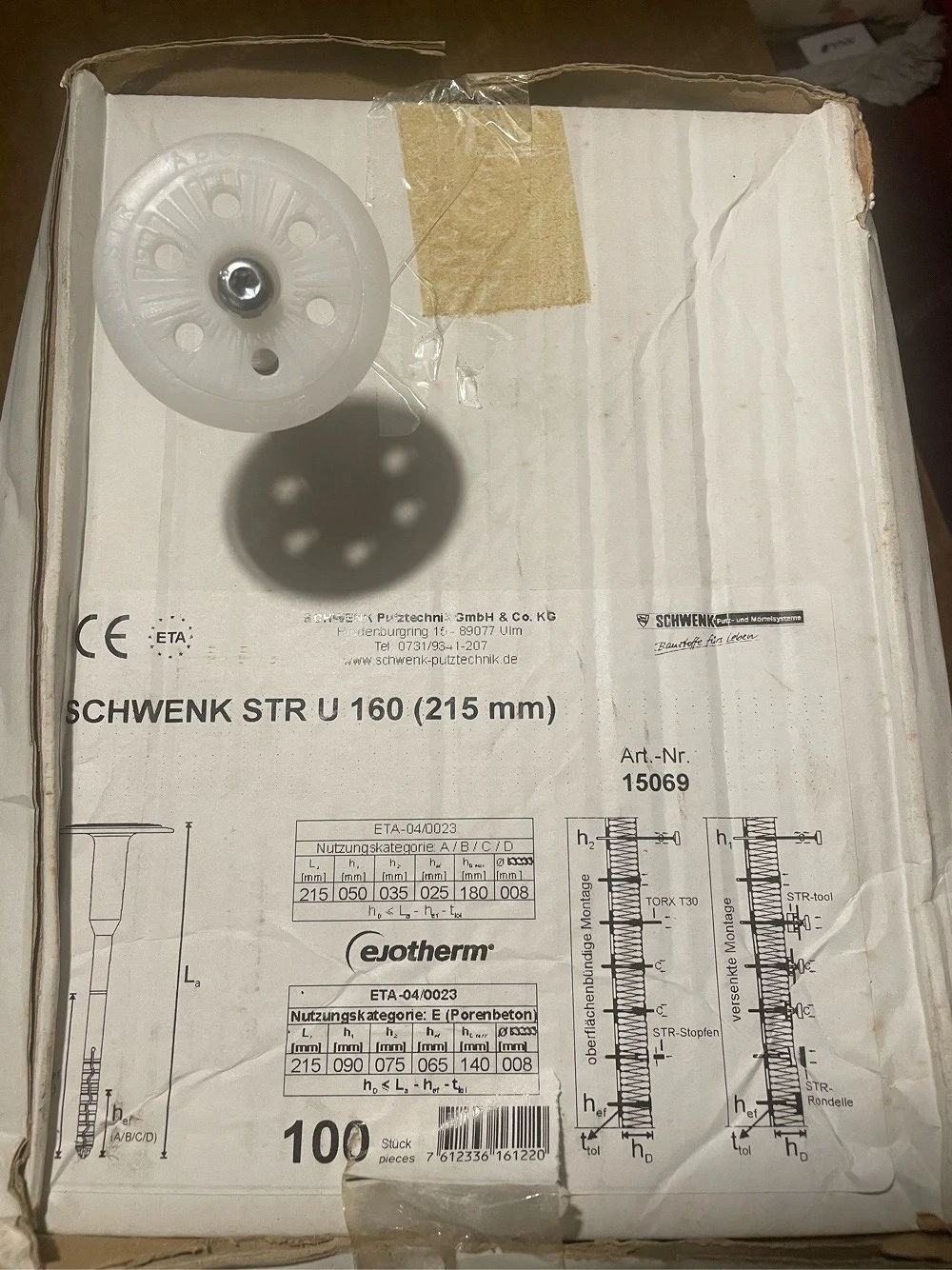 Dämmstoff Schraubdübel 215mm