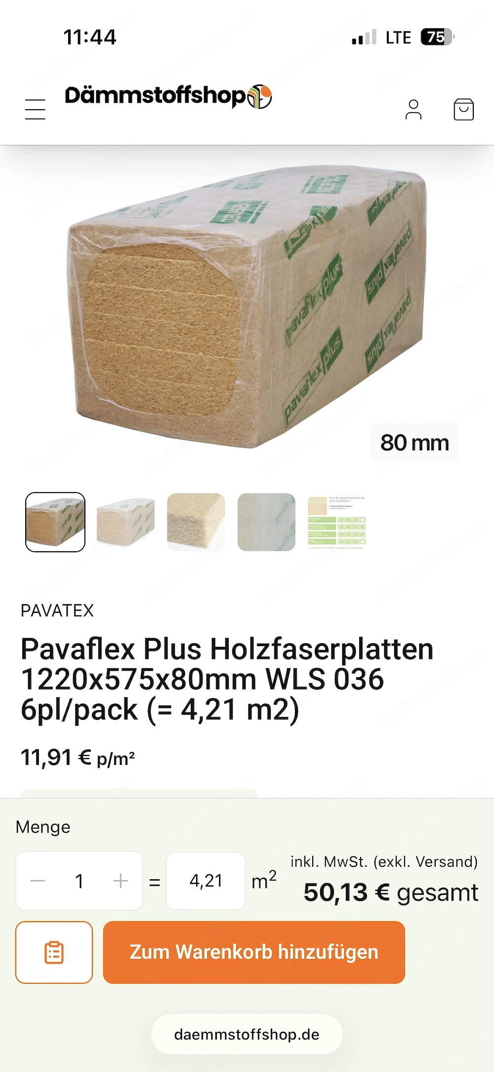 Holzfaserdämmplatte 80mm