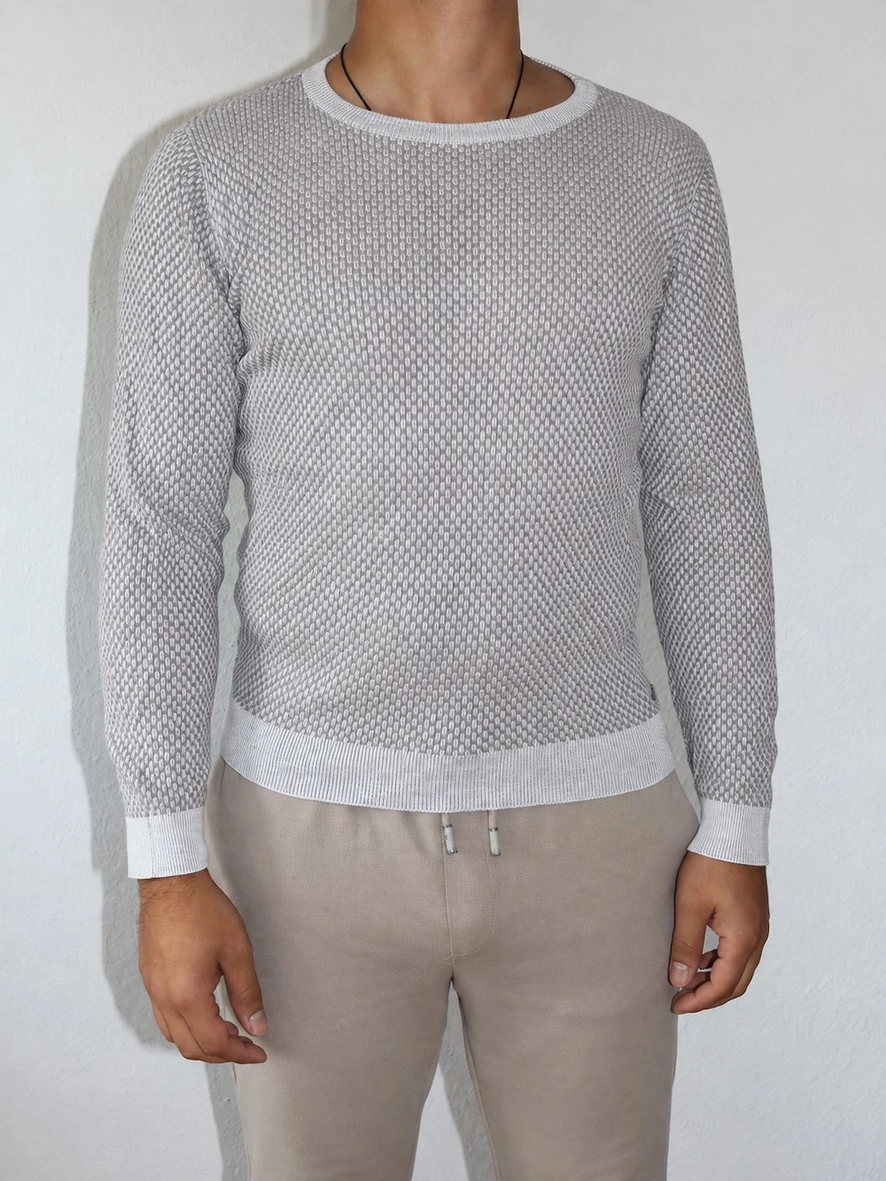 Tom Tailor Herren Strickpullover Grau Weiß Größe S