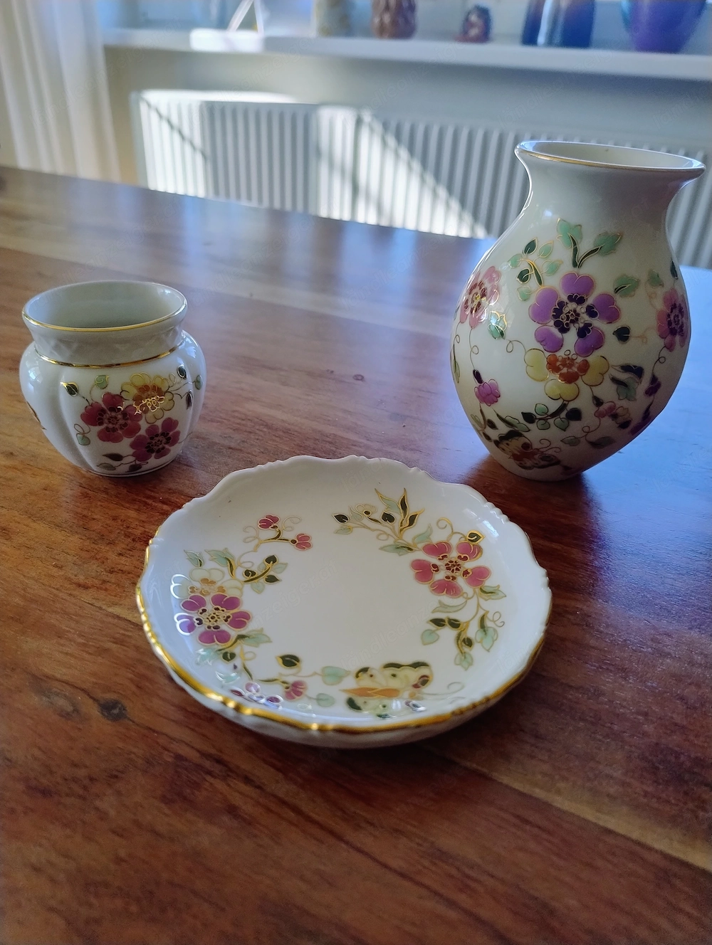 3-teiliges Zsolnay Porzellan Set Dek. 51026   Handbemalt mit Goldrand