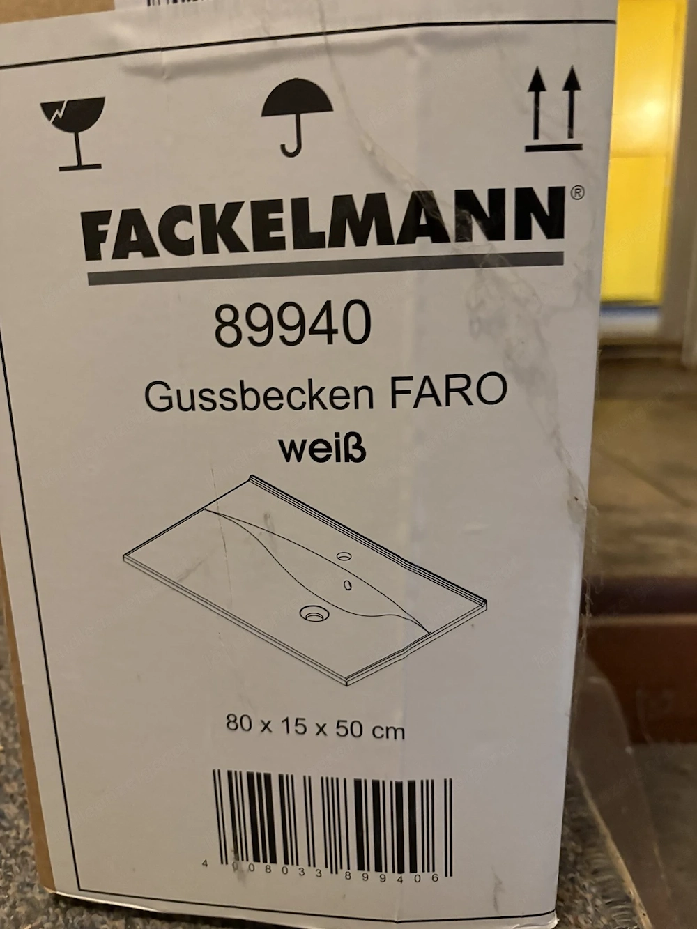 Gussbecken für Bad, neu und originalverpackt