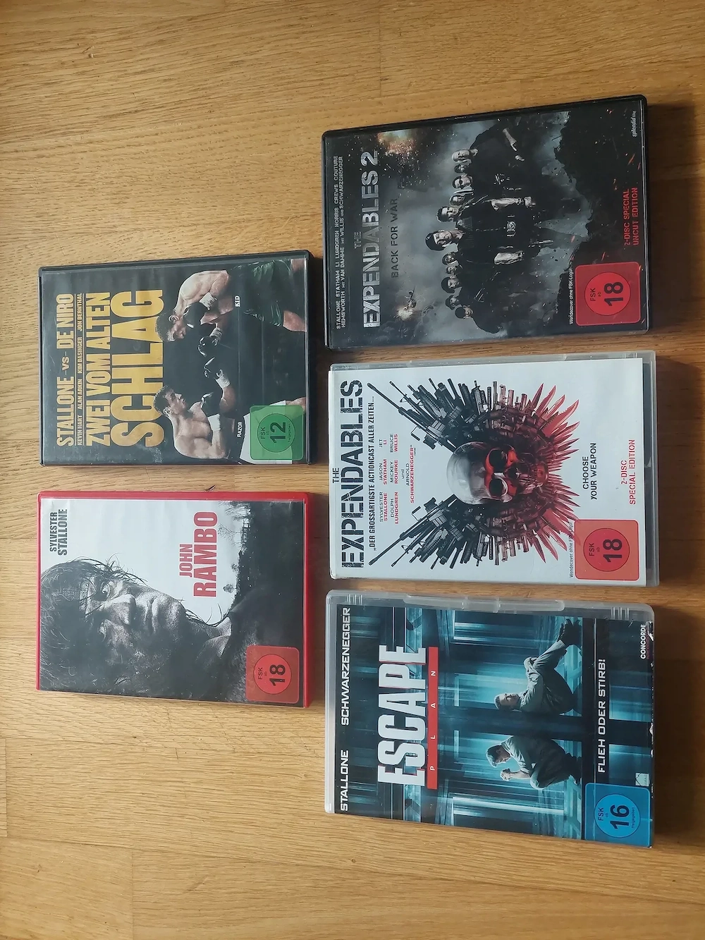 DVD Stallone - Rambo, Escape, Shoot out, Expendables, Zwei vom alten Schlag
