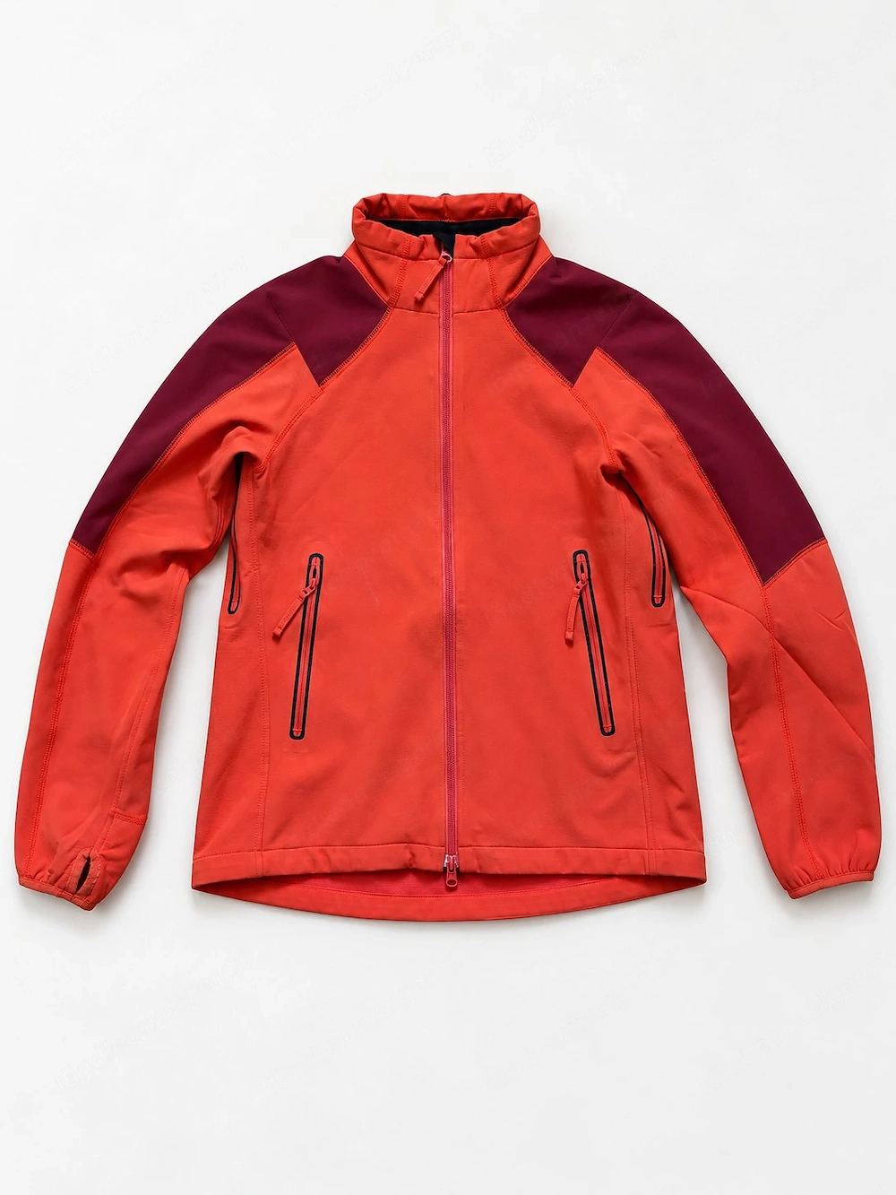 Softshelljacke Outdoorjacke orange-bordeaux mit Reißverschlusstaschen