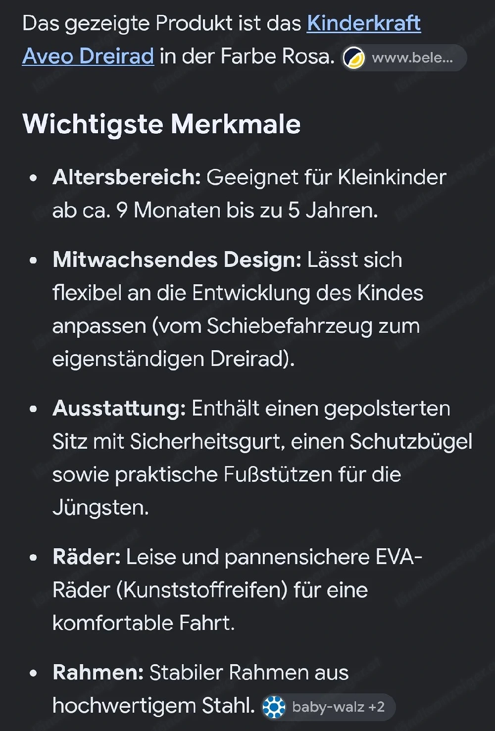 Dreirad mitwachsend mit Schiebestange 