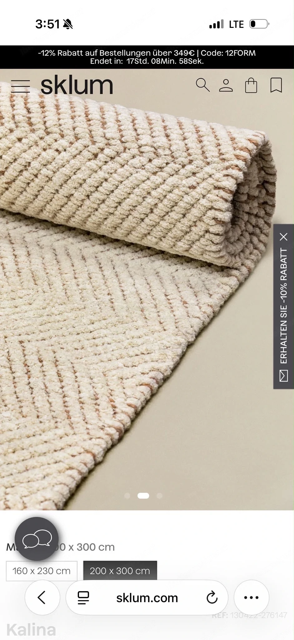 Teppich Sklum Kalina 200 x 300 cm, Creme Beige mit Fischgrätmuster